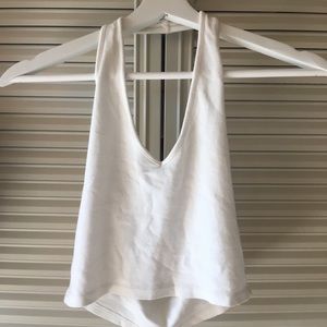 WHITE CROPPED BRANDY MELVILLE HALTER TOP